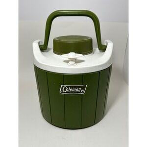 Vintage Coleman Green White‎ Insulated Water Jug Cooler Made in Canada 1970s